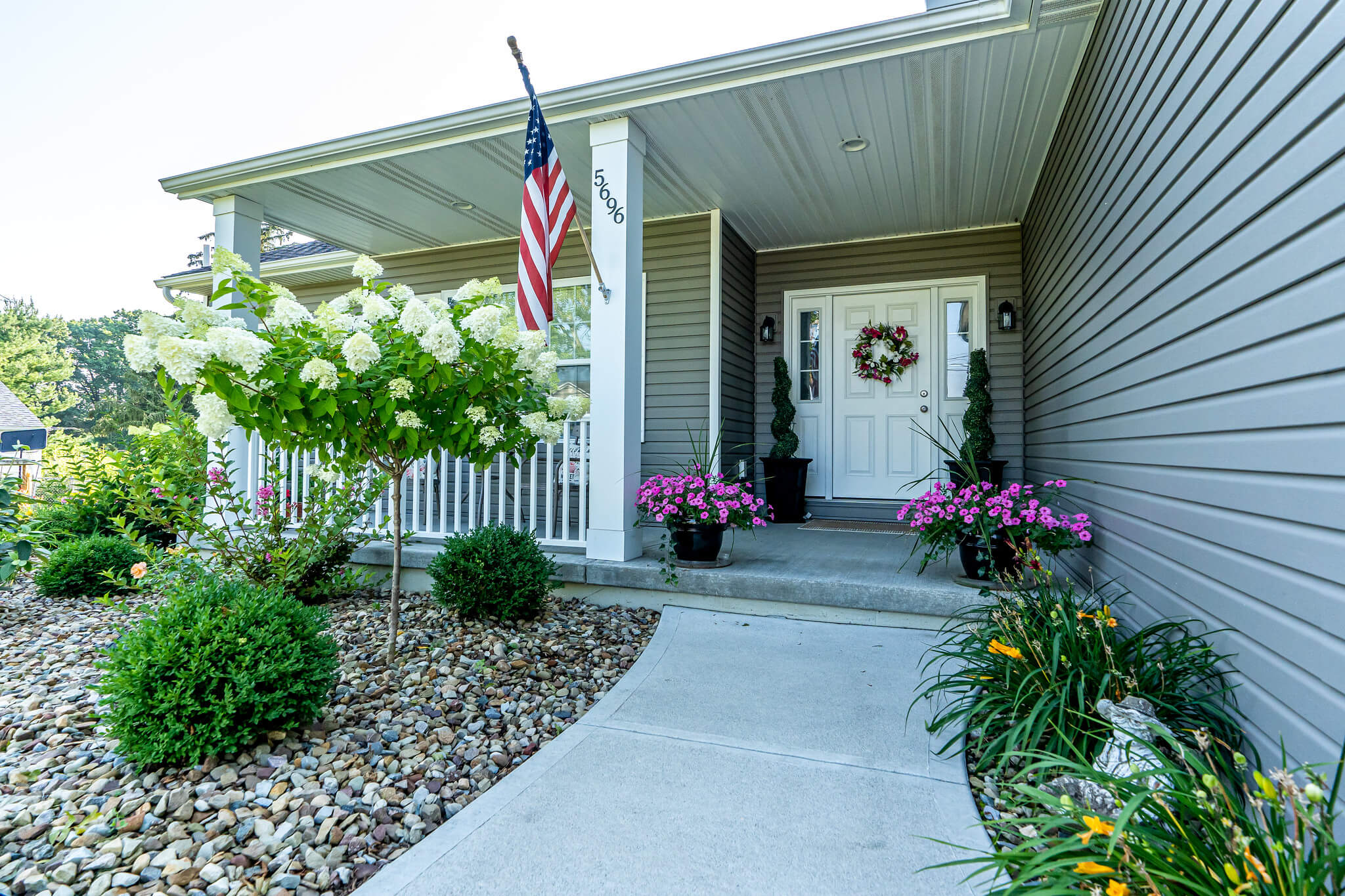 Entryway Landscaping with Flowers