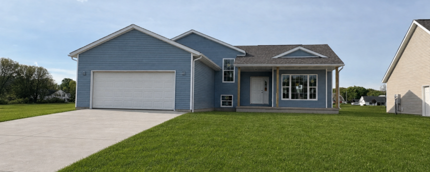 Princeton III Classic 21-5457 - front of home with grass & driveway